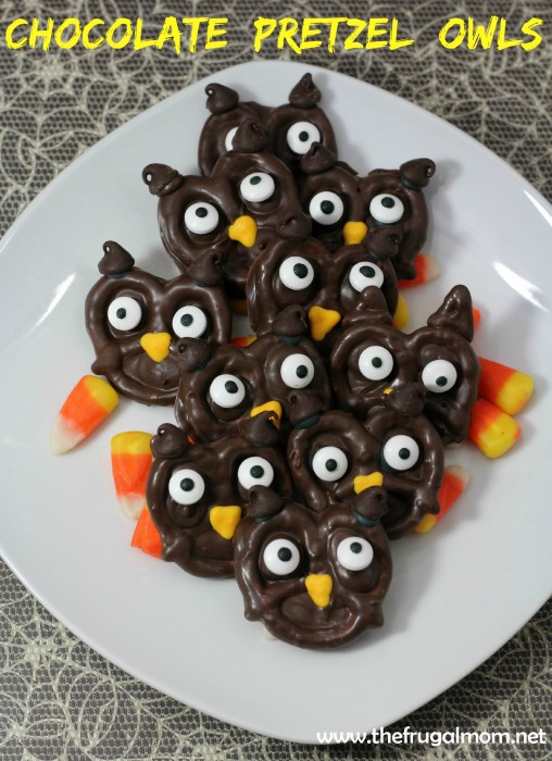 Chocolate pretzel owls